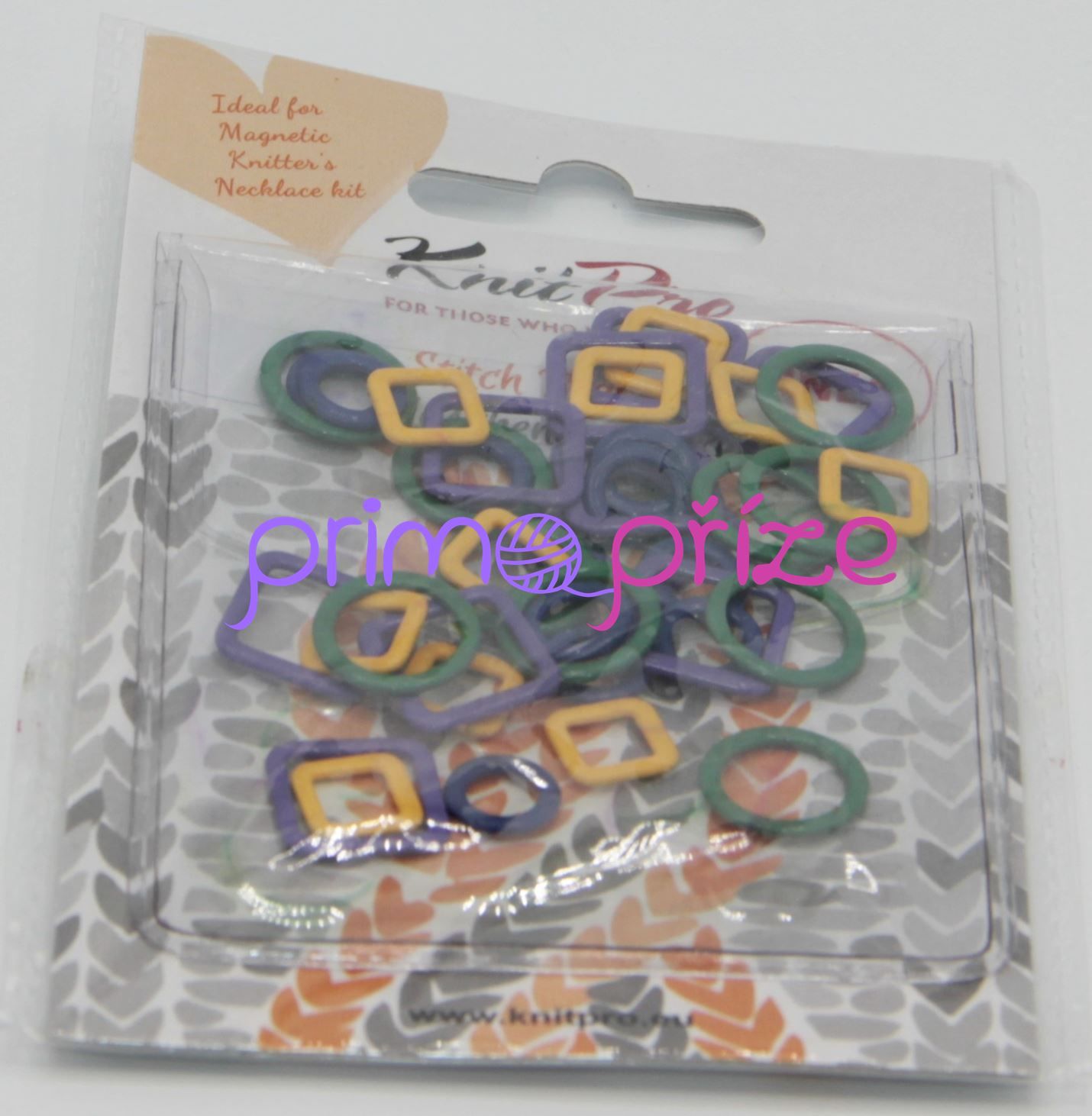 Kovový označovač oček ve tvaru koleček a čtverečků - sada 40ks mix barev KnitPro