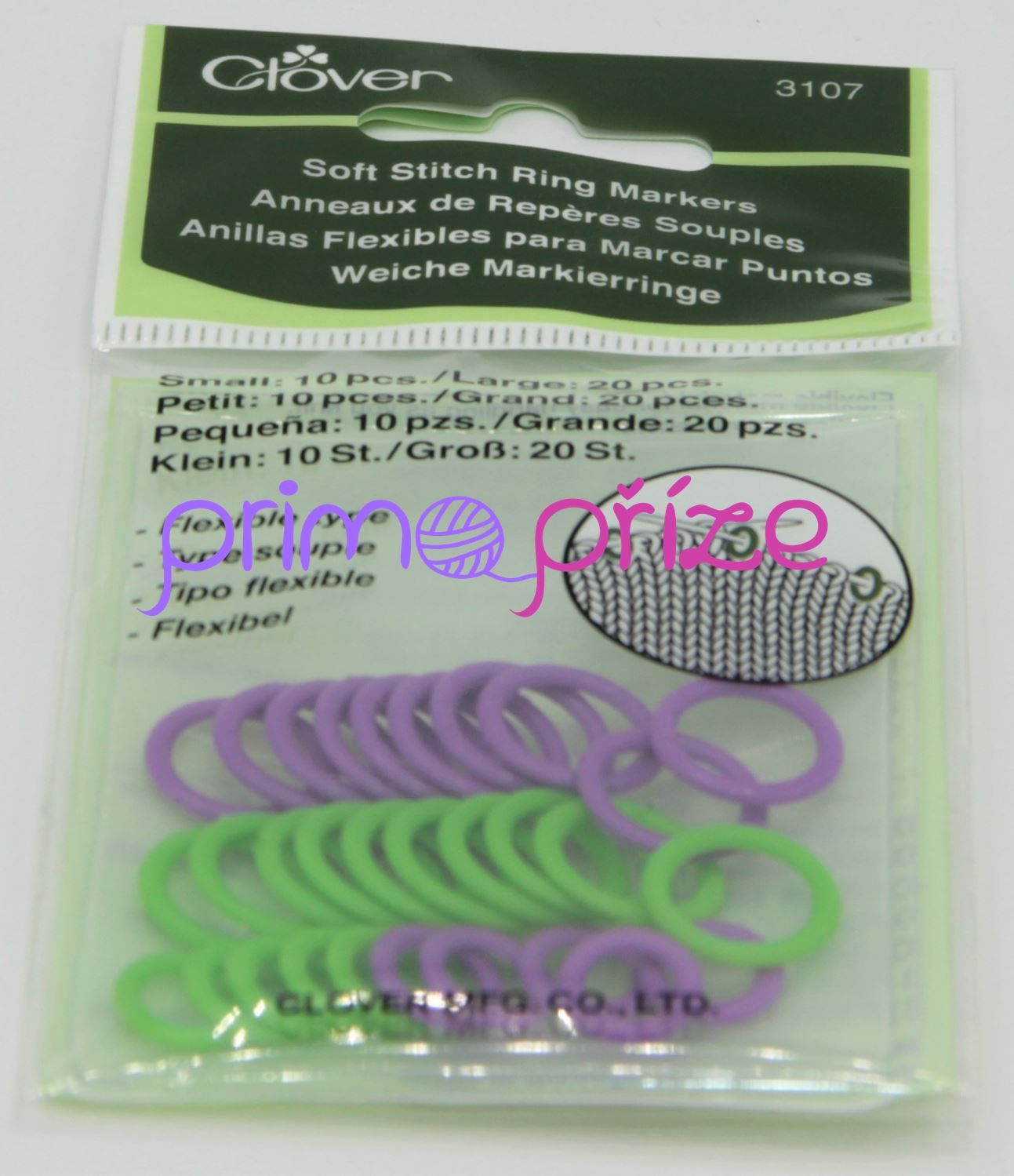Měkké plastové označovací kroužky - 30ks mix barev zelená+fialová CLOVER