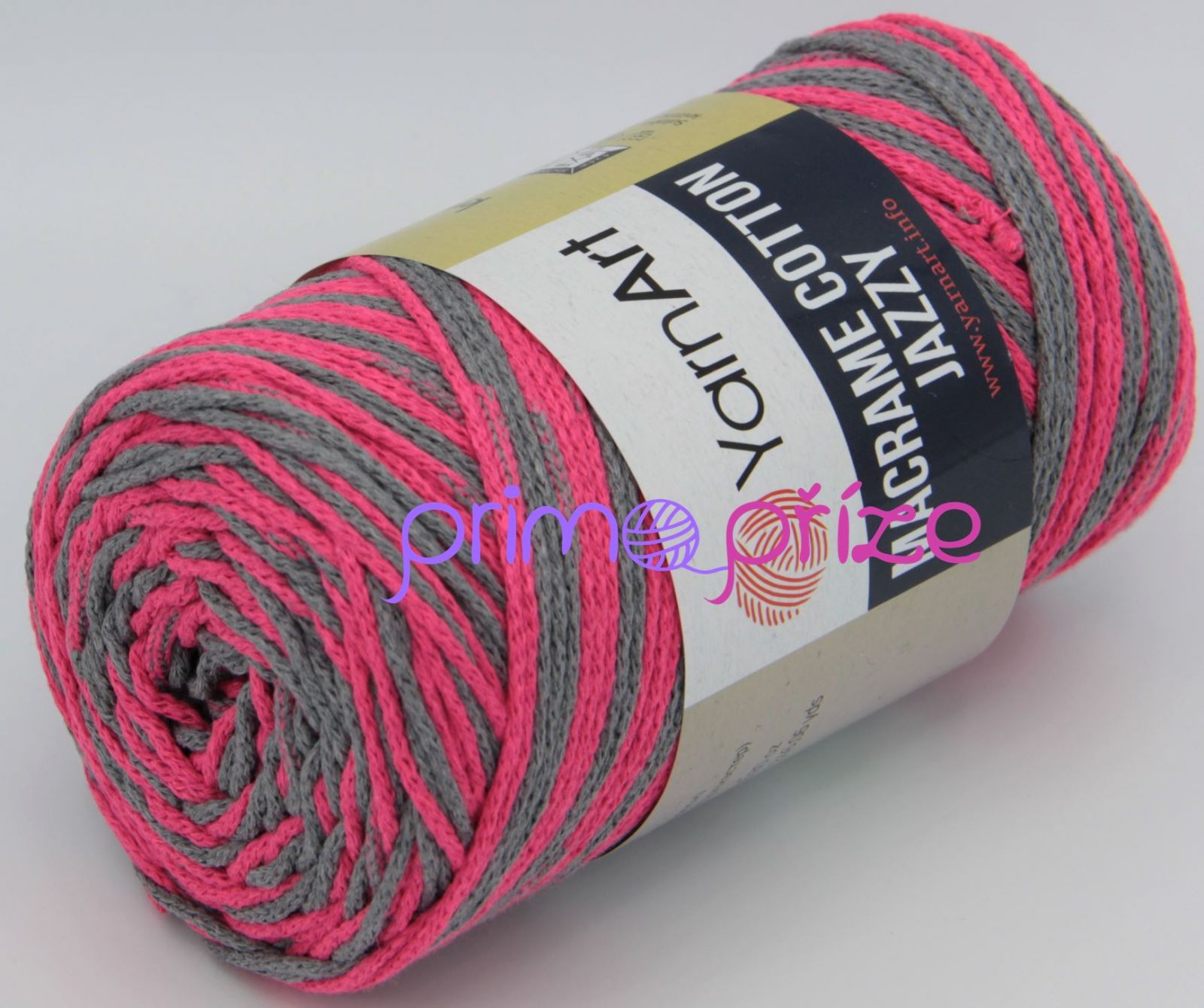 YarnArt Macrame Cotton Jazzy 1201 růžová+šedá