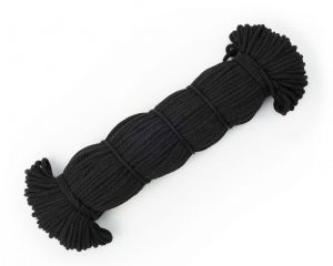Bavlněné Prima Šňůry 5mm černá  - Ručně háčkovaný košíček - organizér s dřevěným dnem v. 10cm
