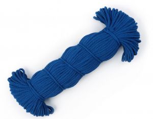 Bavlněné Prima Šňůry 5mm královská modrá  - Ručně háčkovaný košíček - organizér s dřevěným dnem v. 10cm