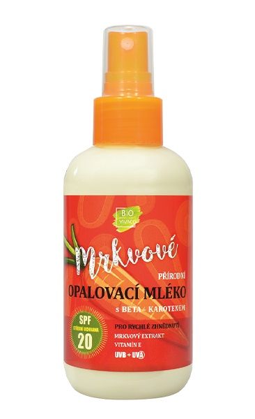 VIVACO 100% Přírodní opalovací mléko s mrkvovým extraktem SPF20 150ml